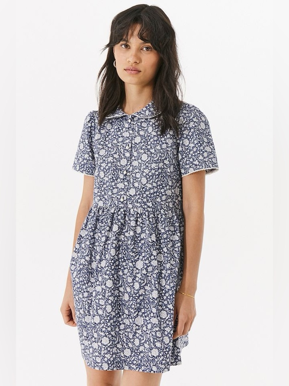 Urban Outfitters UO Archive Navy Floral Lottie Dress in Blue Size Small Cottage